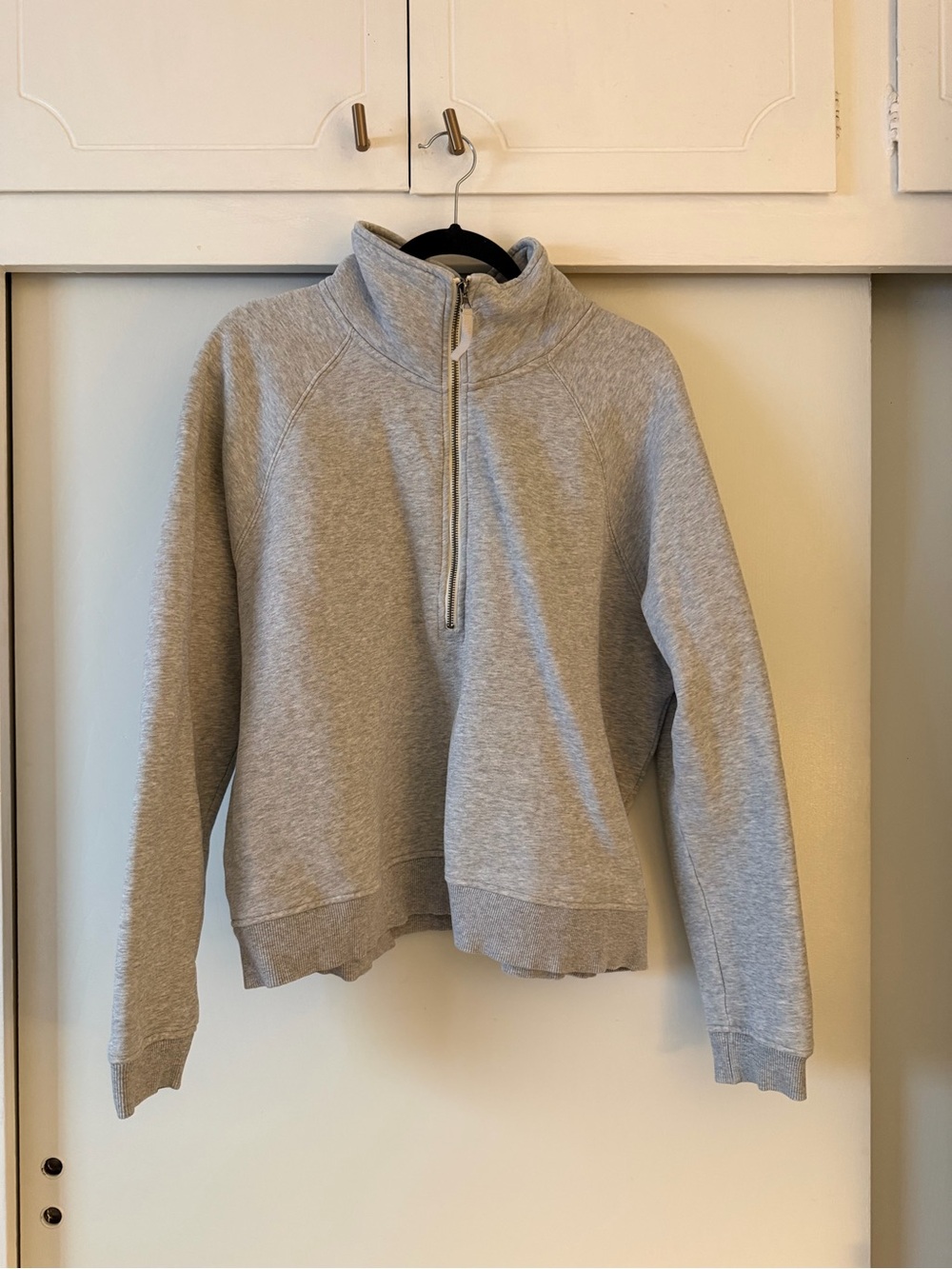 Vuori Light Gray Crew Sweatshirt with Logo Patch